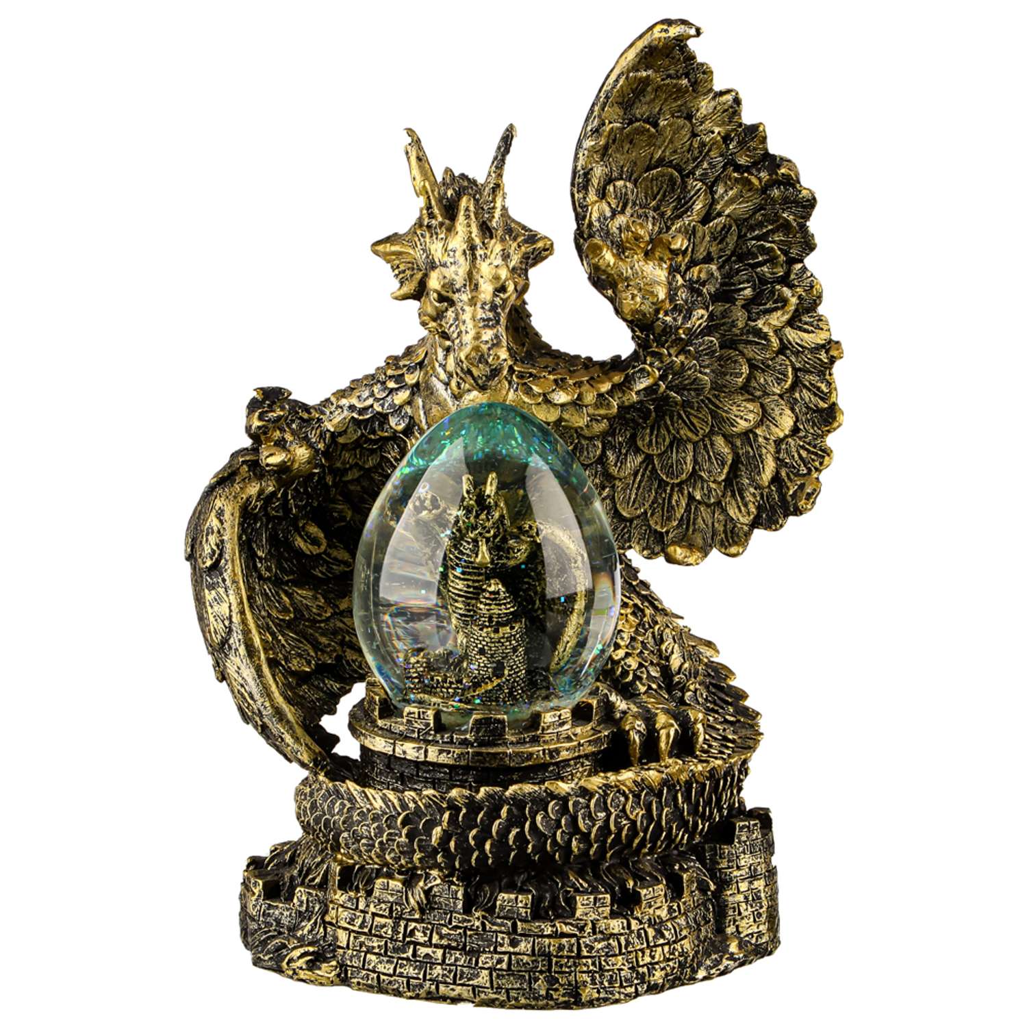 Сувенир со снежным шаром Сноубум Сказочный дракон с эффектом состаренная бронза - фото 3