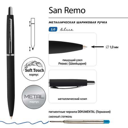 Ручка шариковая Bruno Visconti Автоматическая SAN REMO цвет корпуса черный 1 мм синий в металическом черном футляре