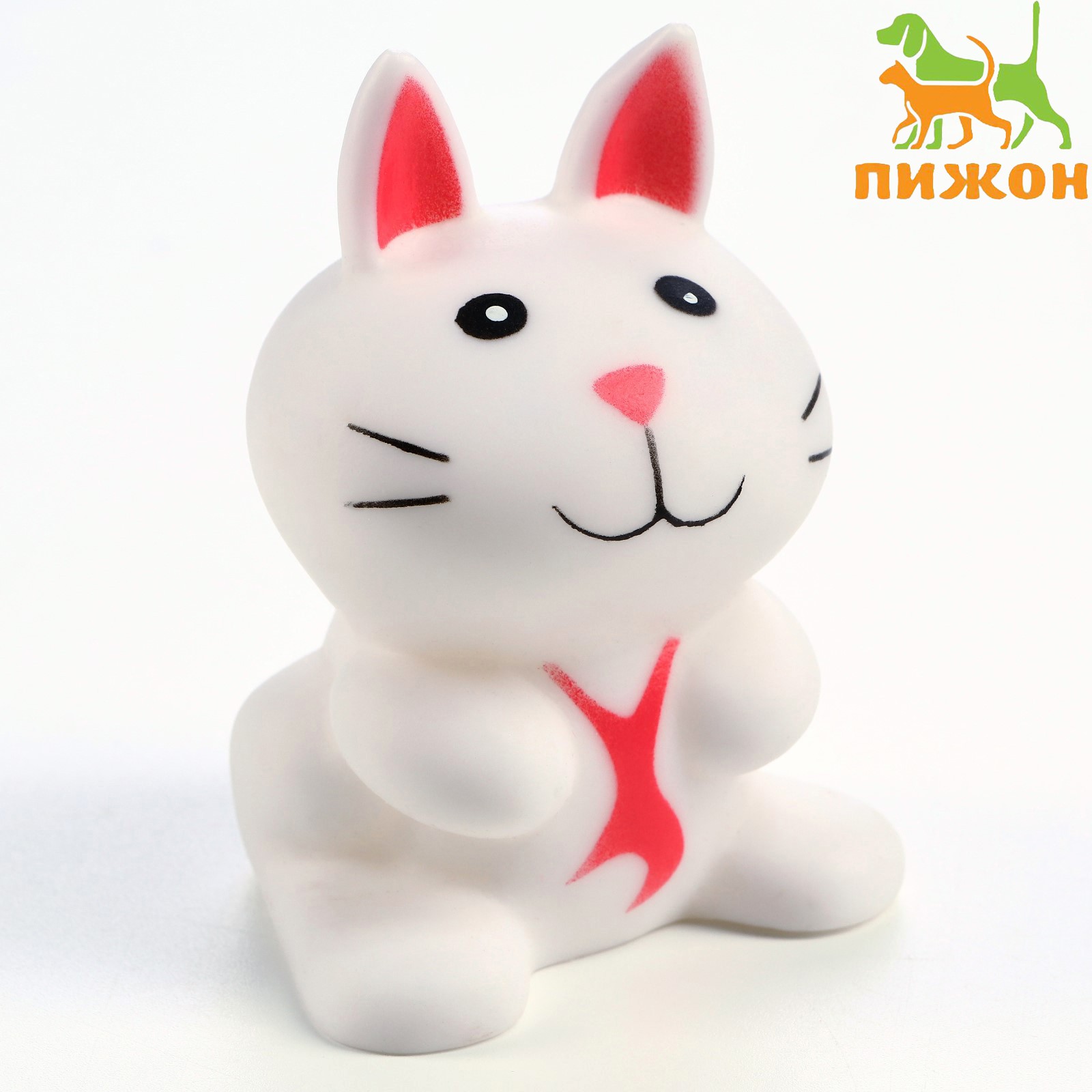 Игрушка Пижон пищащая «Кот» для собак 8.5 см белая - фото 1