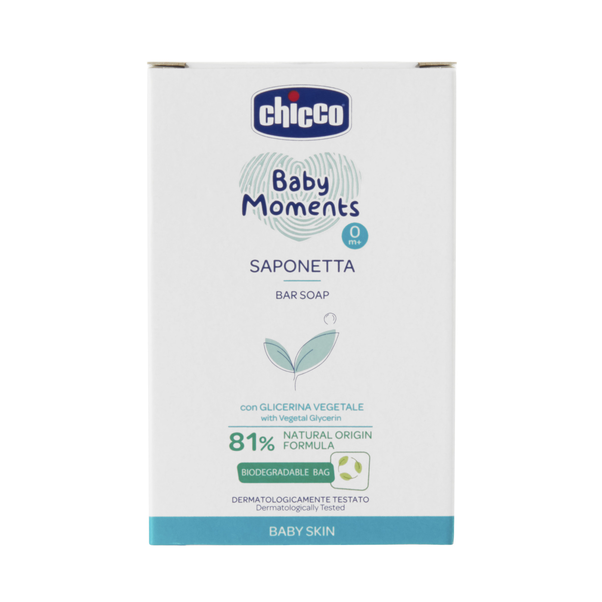 Мыло детское CHICCO натуральное baby moments для новорожденных 100 г - фото 1