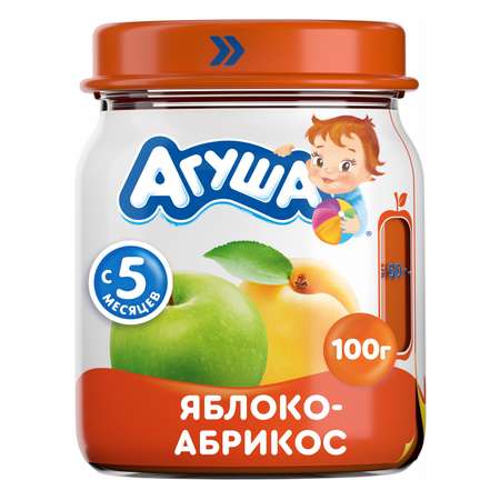Пюре Агуша яблоко-абрикос 100г с 5месяцев