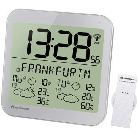 Часы настенные Bresser MyTime Meteotime LCD серебристые