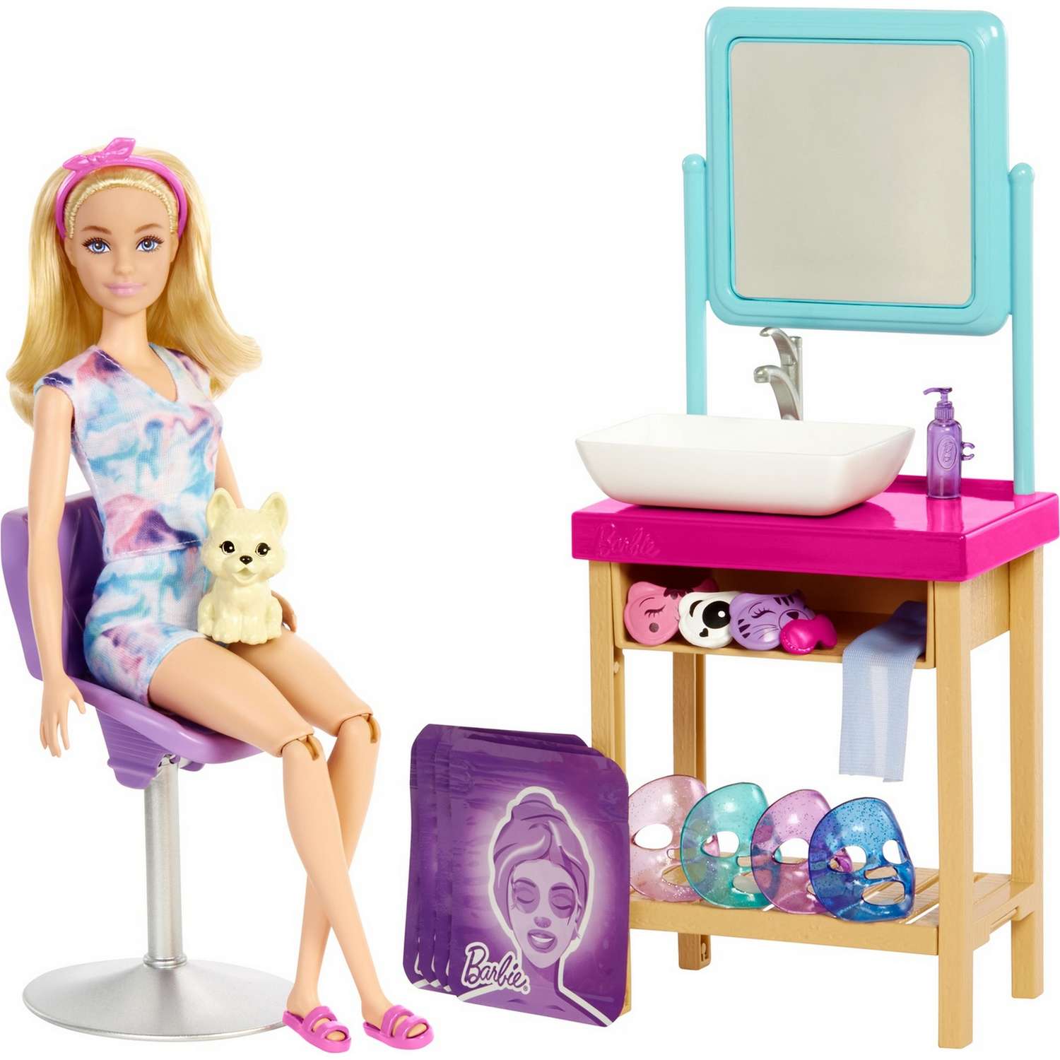 Набор игровой Barbie Cпа-салон с куклой и масками для лица HCM82 HCM82 - фото 1