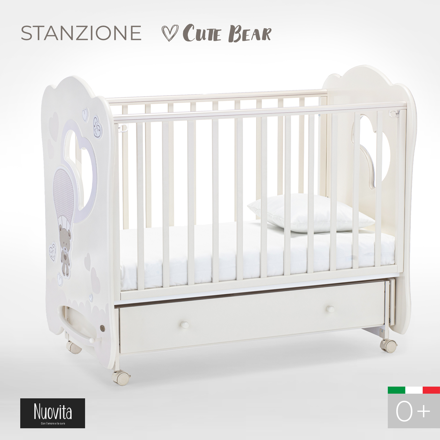 Детская кроватка Nuovita Stanzione прямоугольная, поперечный маятник (ваниль) - фото 2