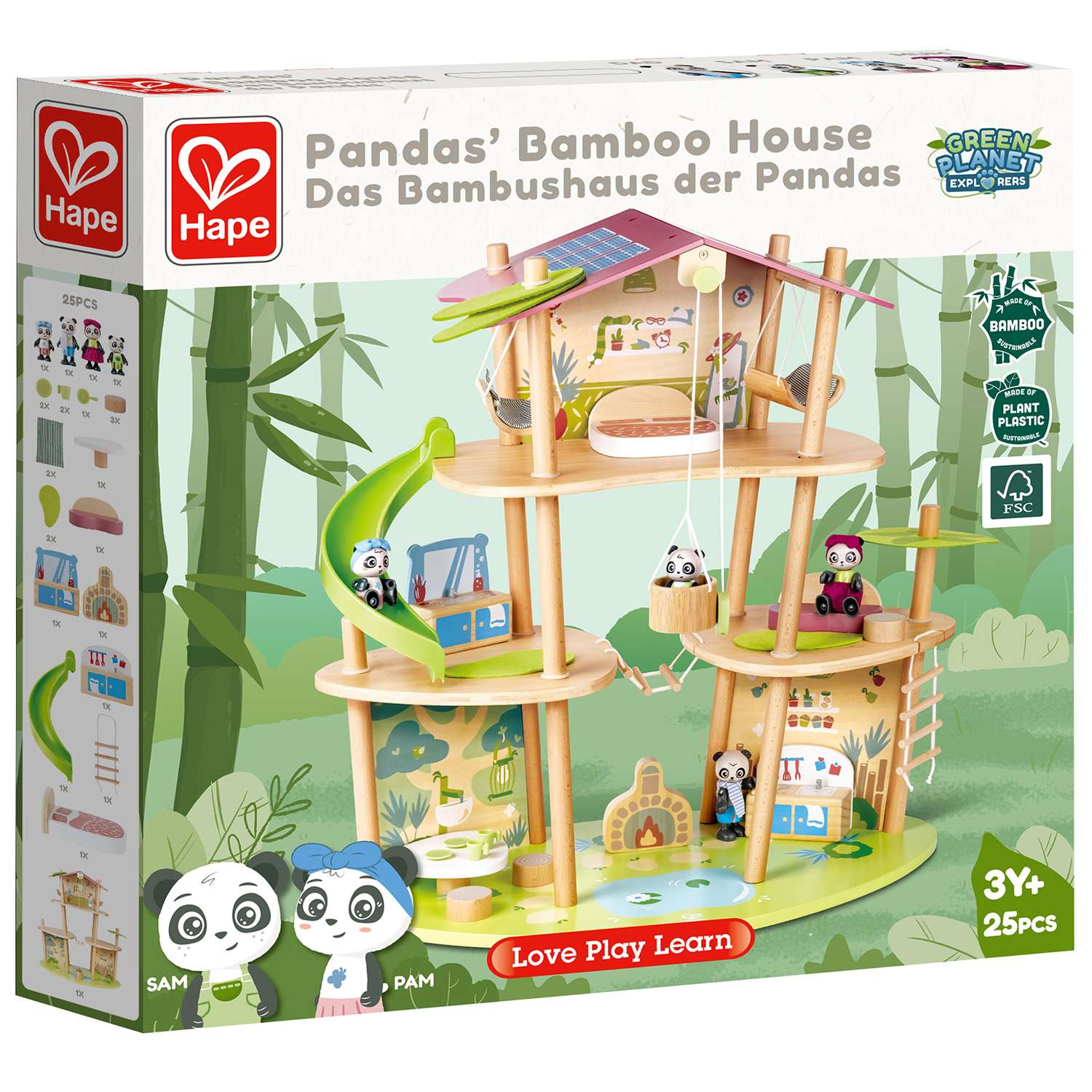 Кукольный мини-домик Hape Бамбуковый дом семьи панд E3413_HP - фото 3