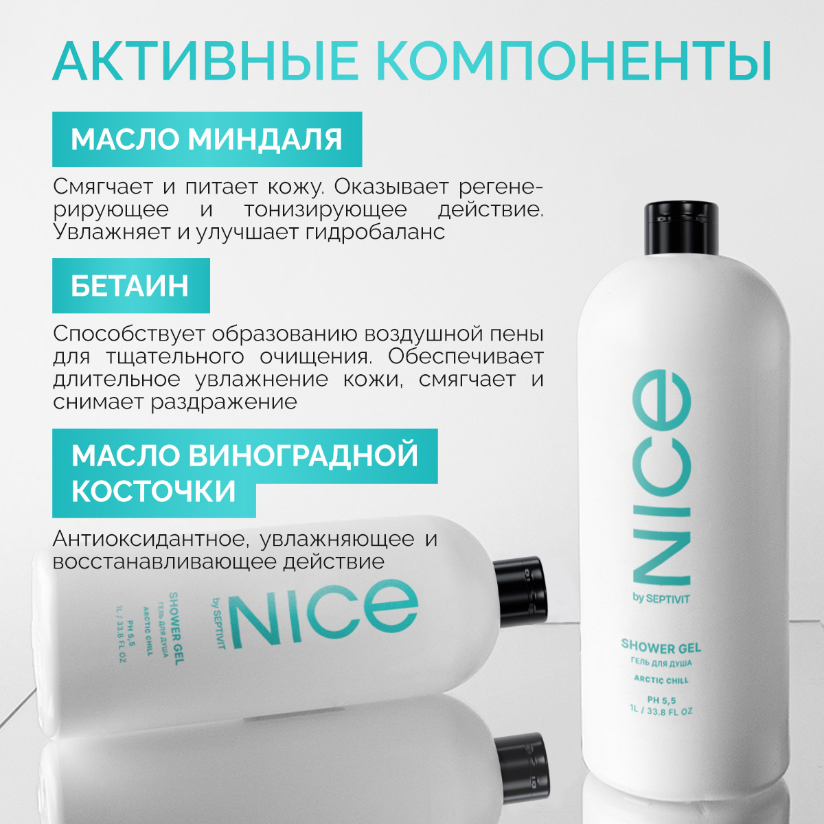 Гель для душа NICE by Septivit Arctic Chill 1л - фото 3