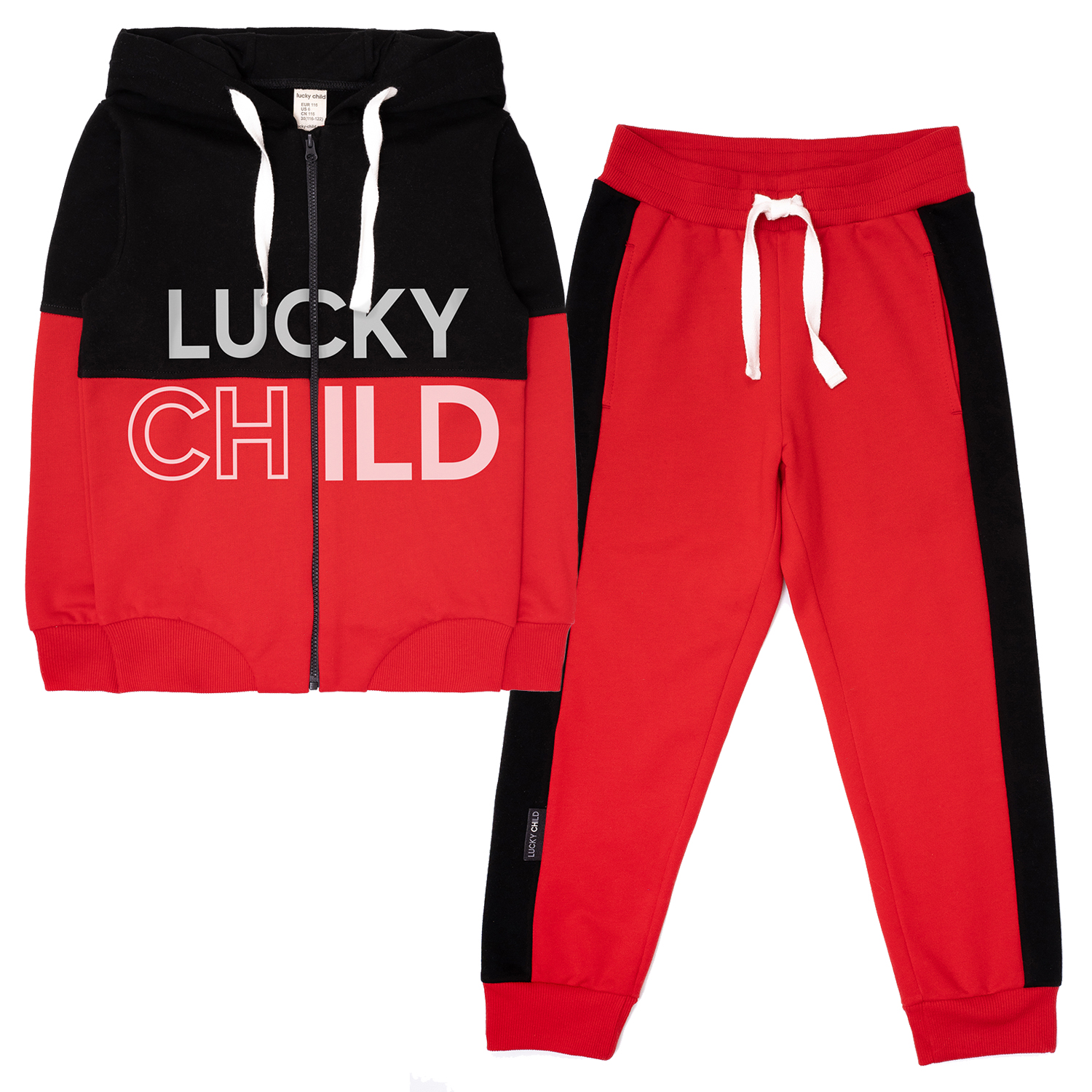 Толстовка и брюки Lucky Child 58-43ф/красный/2-12 - фото 11