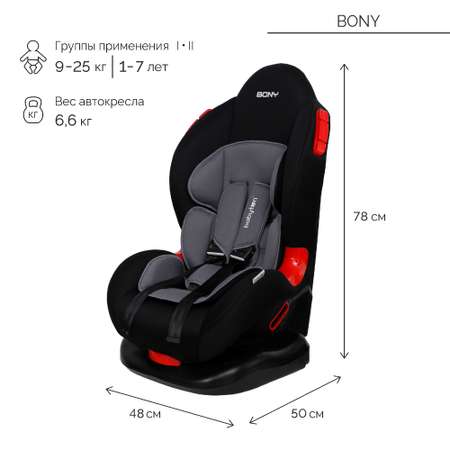 Автокресло Babyton Bony I/II Black-Grey