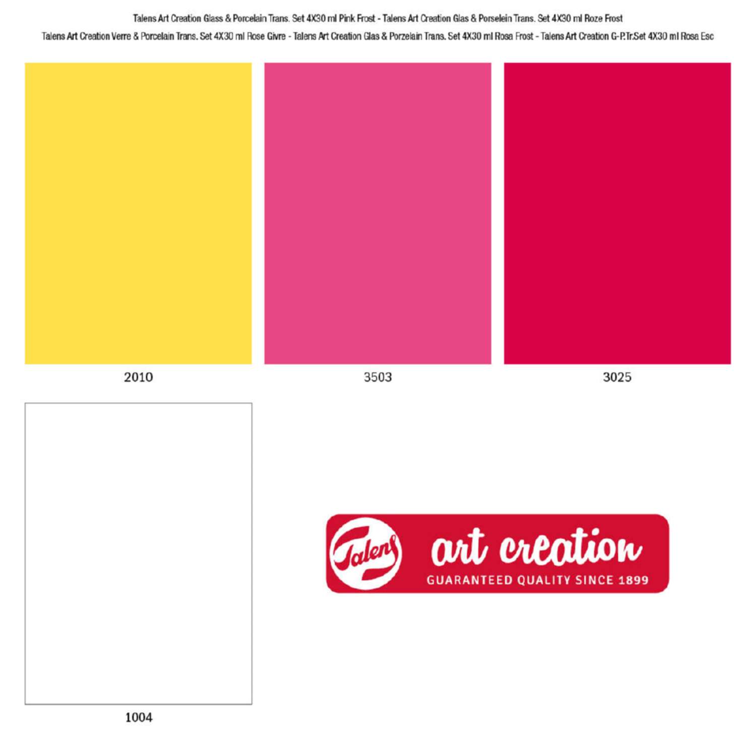 Набор красок для декора Talens Art Creation полупрозрачная 4 цвета оттенки розового в банках 30мл - фото 4