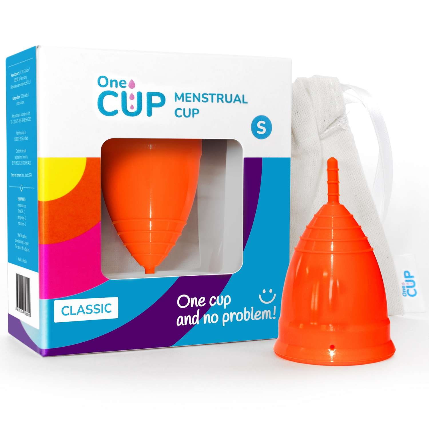 Менструальная чаша OneCUP Classic оранжевая размер S - фото 1