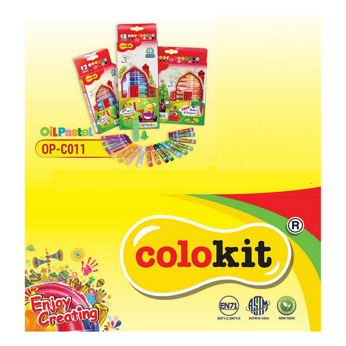 Масляная пастель Flexoffice Colokit 24 цвета + держатель для мелка+точилка картонный футляр - фото 4