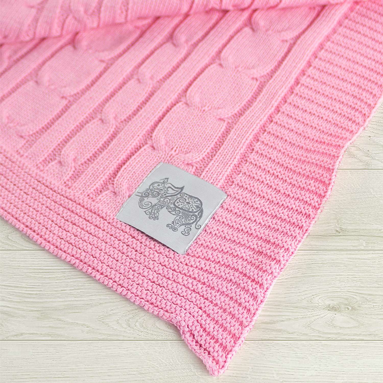 Плед-покрывало детский вязаный WARM WHIFF D-03 розовый на выписку в коляску в кроватку 90x110 - фото 2