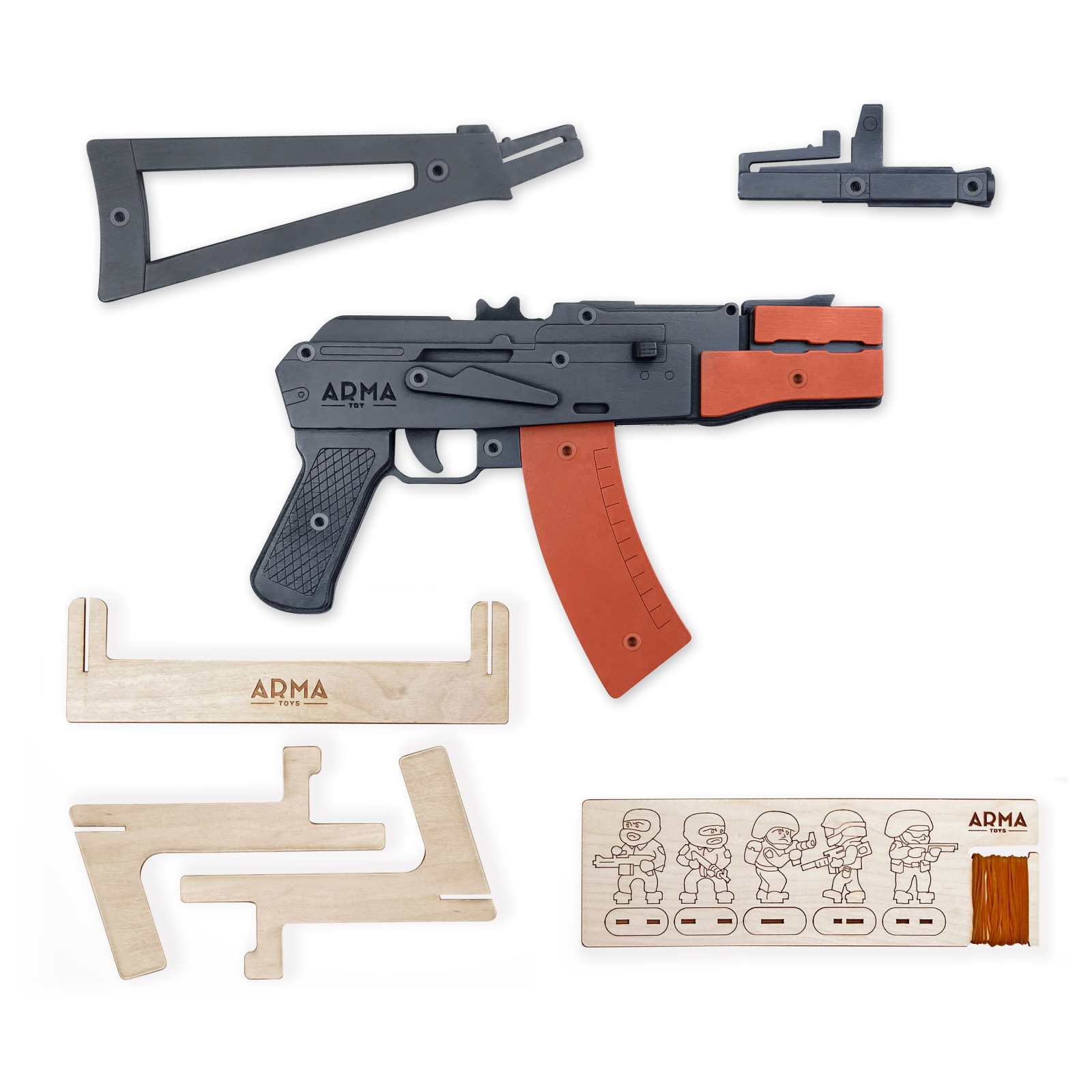 Резинкострел Arma.toys АКС-74У деревянный - фото 1