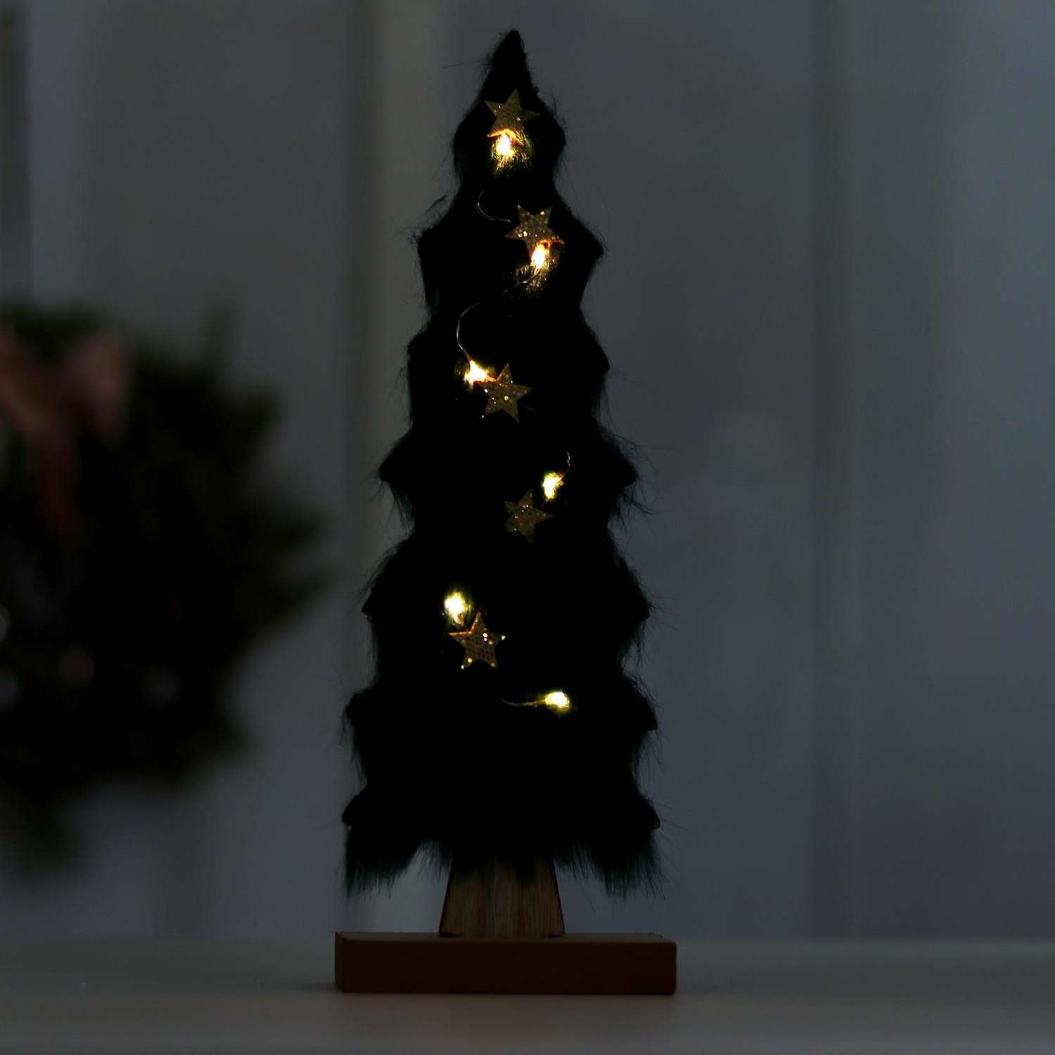 Новогодний настольный декор Лесная мастерская с подсветкой «Ёль с гирляндой» 10×6×29.5 см - фото 2