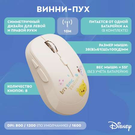 Мышь беспроводная Disney Винни-Пух и коврик QS-MS01