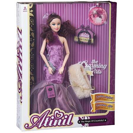Кукла Junfa Atinil Виновница торжества длинное платье с меховой накидкой 28см