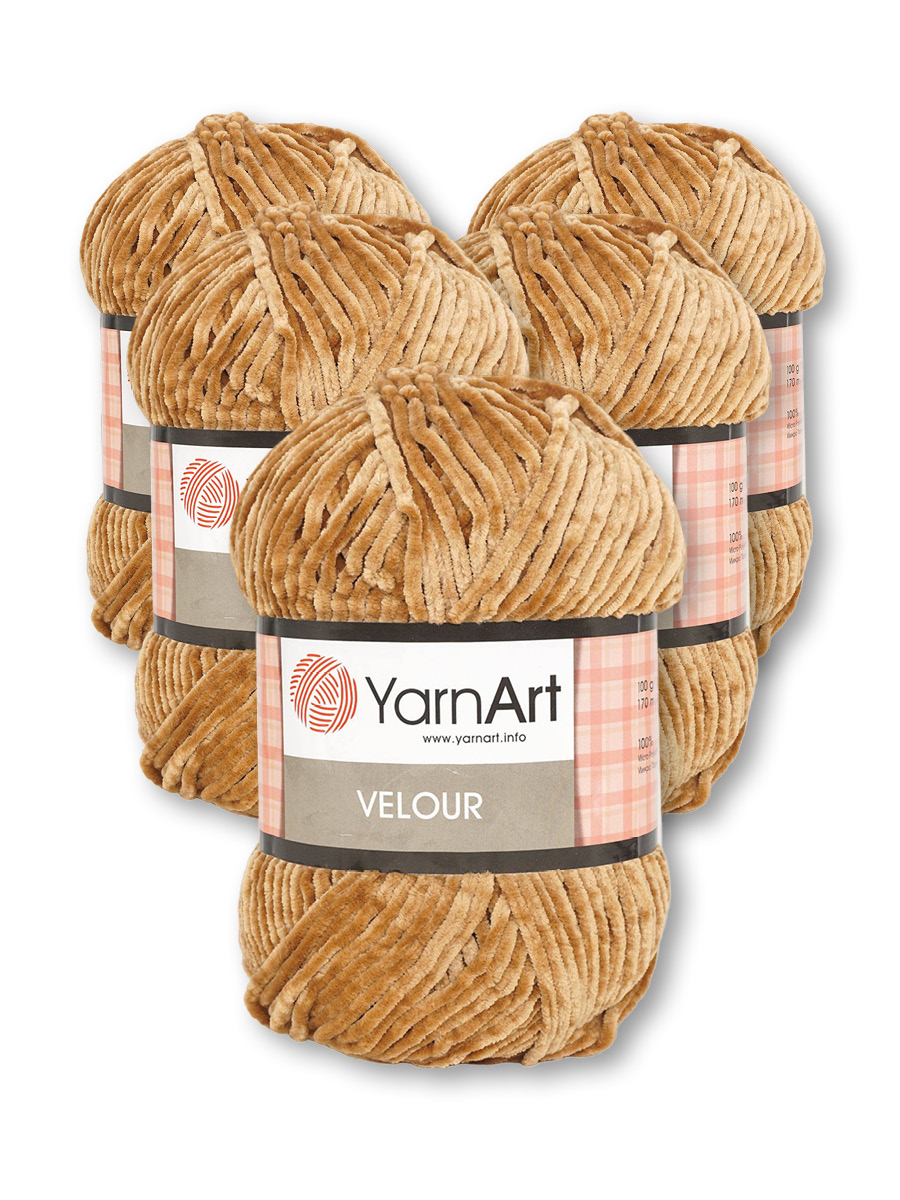 Пряжа для вязания YarnArt Velour 100 г 170 м микрополиэстер мягкая велюровая 5 мотков 849 коричневый - фото 3