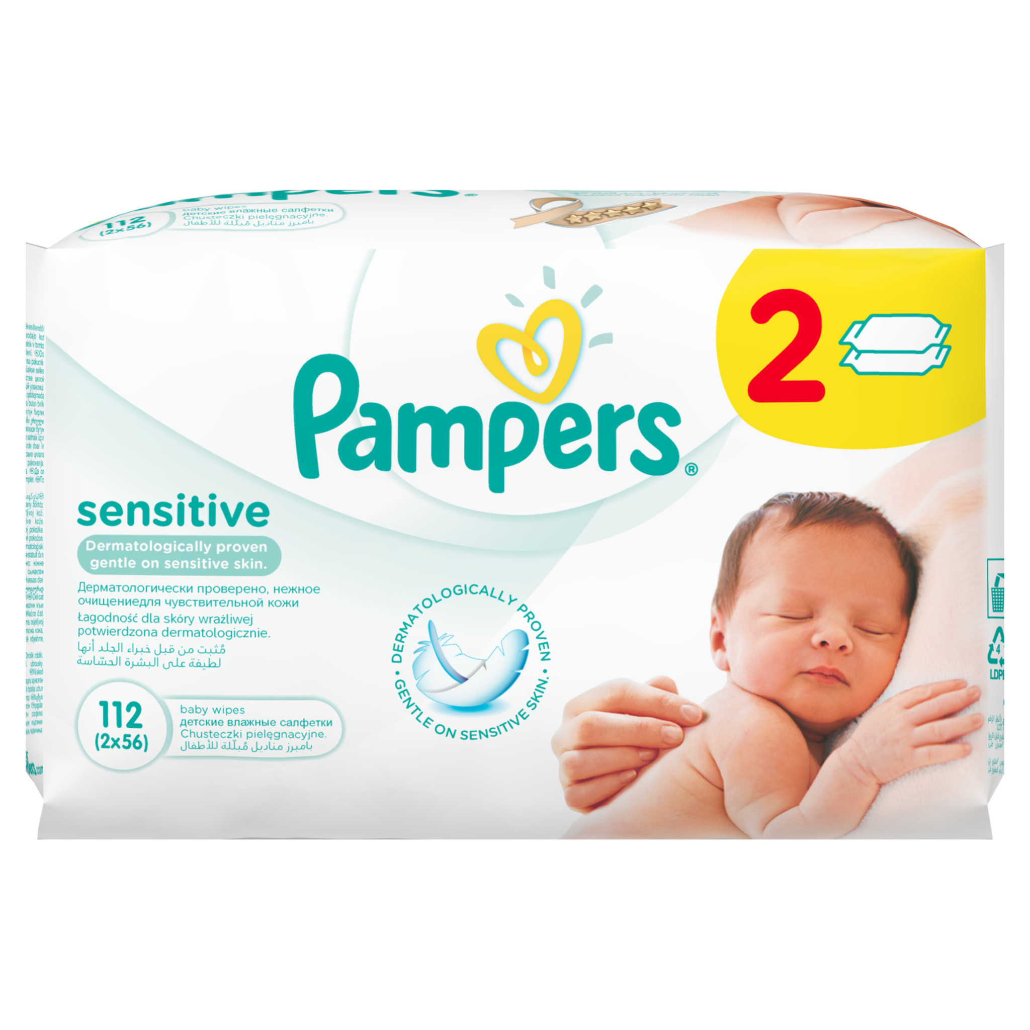 Салфетки Pampers Sensitive влажные сменный блок 2*56шт - фото 2