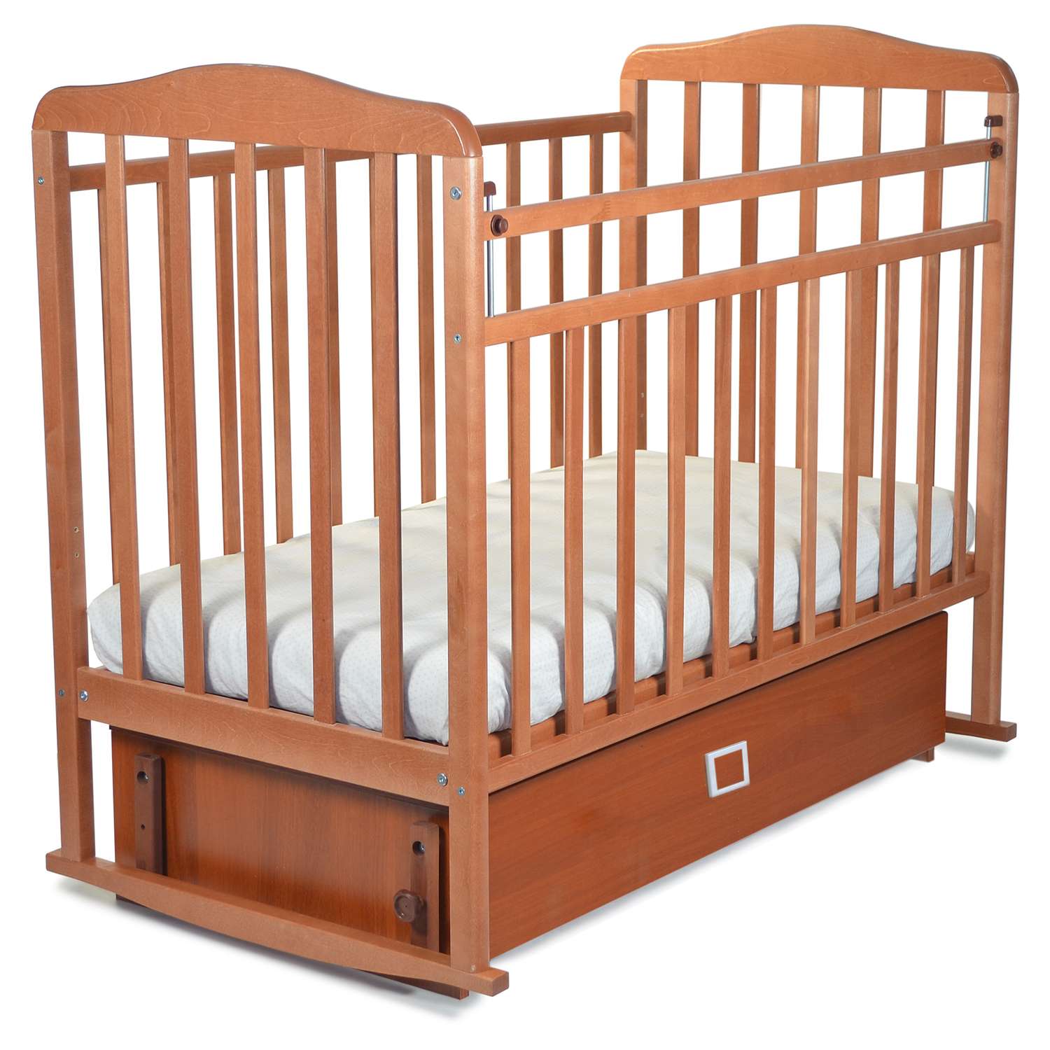 Детская кроватка СКВ Митенька прямоугольная, поперечный маятник (орех) - фото 1