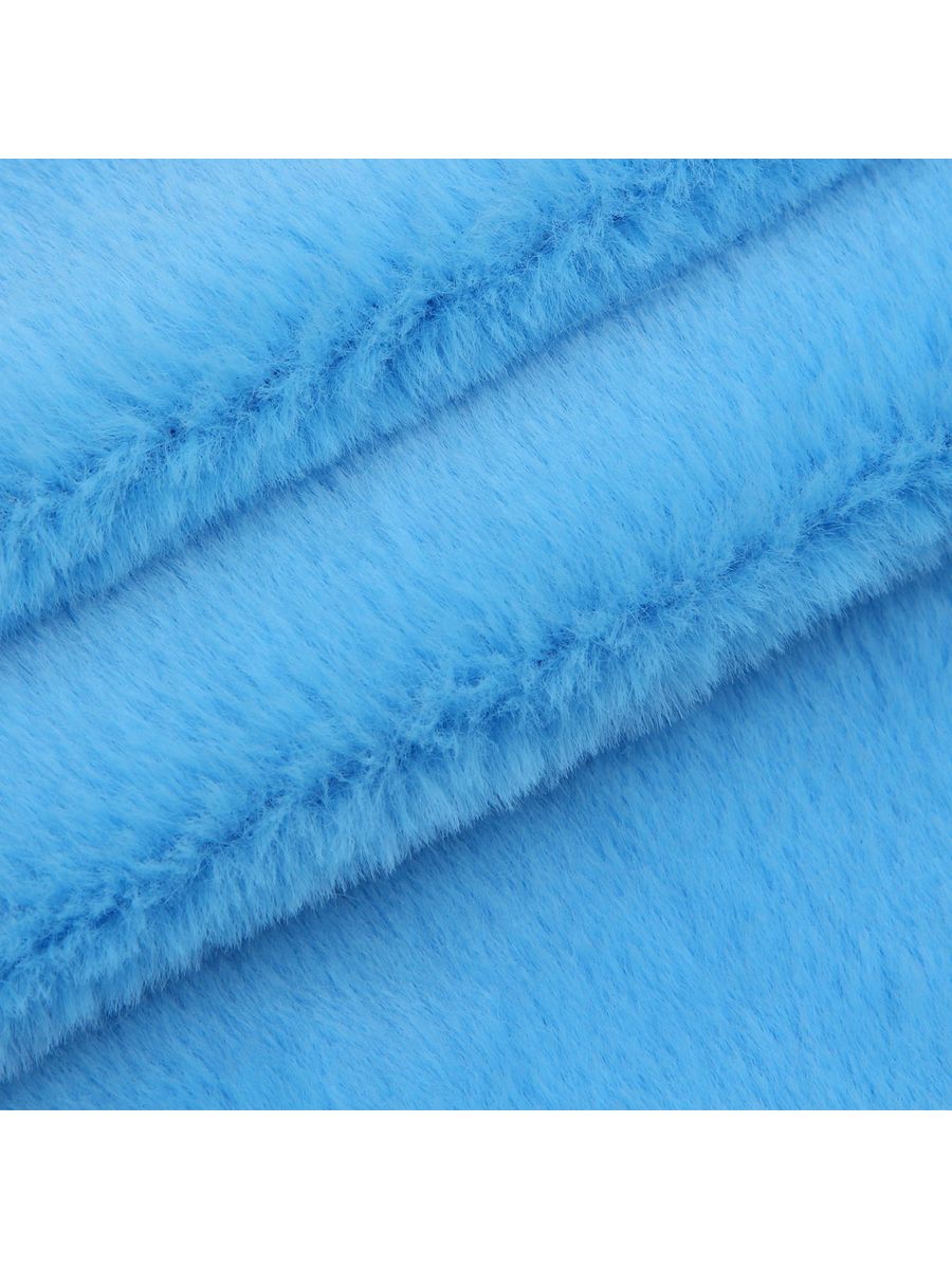Мех Совушка искусственный кролик с коротким ворсом 5 - 8 мм полиэстер 48х50 см голубой - фото 3