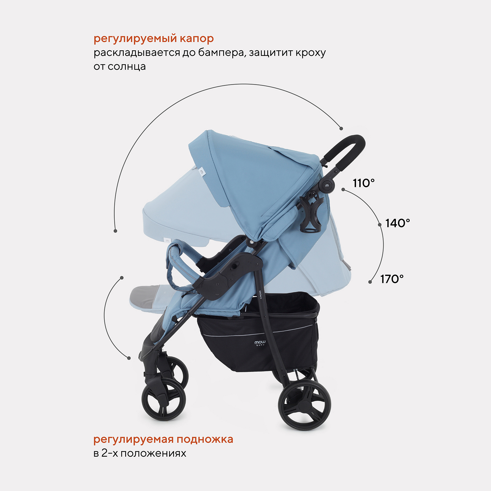 Коляска детская MOWbaby CROSS RA080 Blue 2024 - фото 6