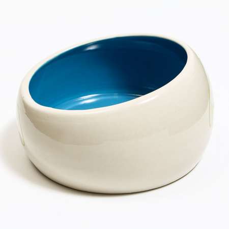 Миска Пижон керамическая со скошенным краем Верный пес 10.5х5.6 см бело-синяя 480 мл