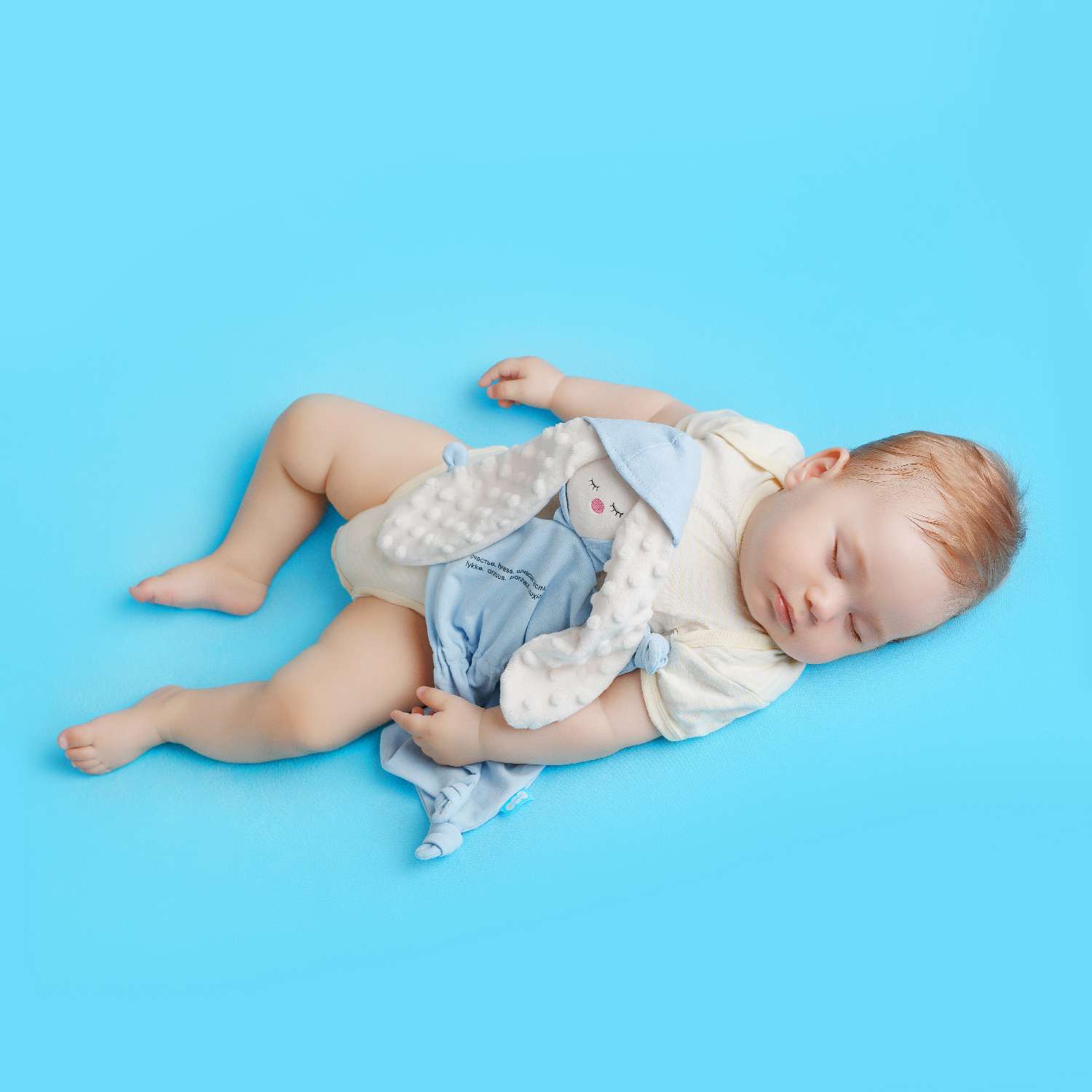 Игрушка-комфортер Мякиши для новорожденных Сплюша спорт Зайка Небесный для сна обнимашка подарок на рождение - фото 8