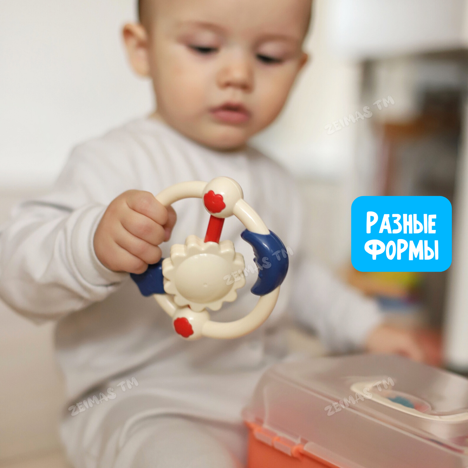 Погремушка и прорезыватель Zeimas развивающие игрушки для новорожденного 0+ в кейсе 16 шт монтессори - фото 18