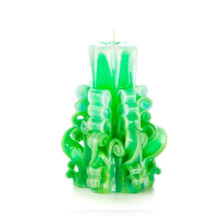Свеча декоративная Aromatte резная ручной работы Lace Fresh M кружева свежести 11см