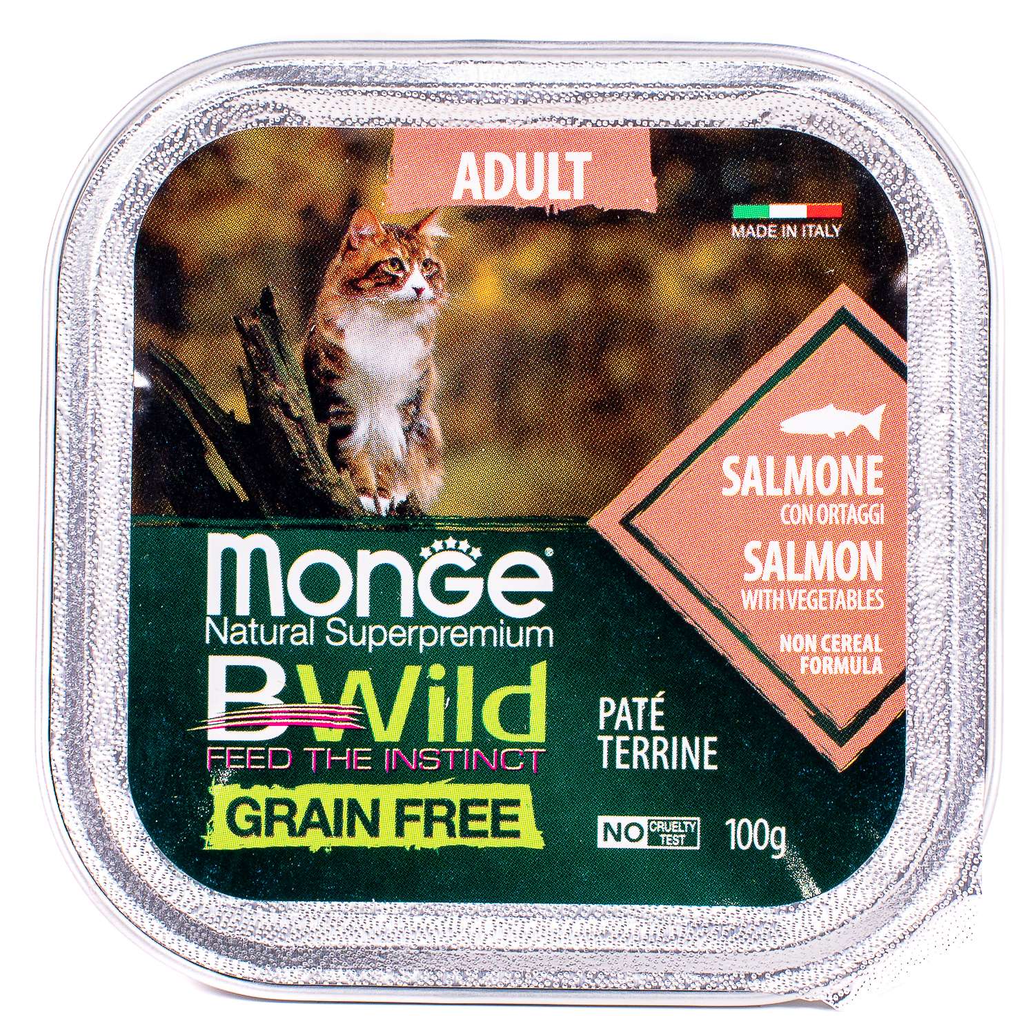 Корм для кошек MONGE BWild Grain free из лосося с овощами консервированный 100г - фото 2