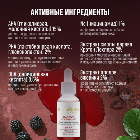 Пилинг для лица с кислотами Red Blood Peeling Skinphoria Обновляющий