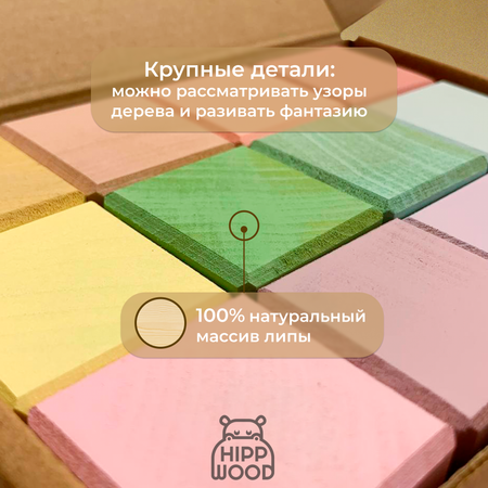 Детские деревянные кубики Hipp Wood Пастельные