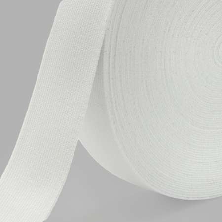 Лента Айрис тканая эластичная отделочная для шитья одежды 35 мм 20 м белая