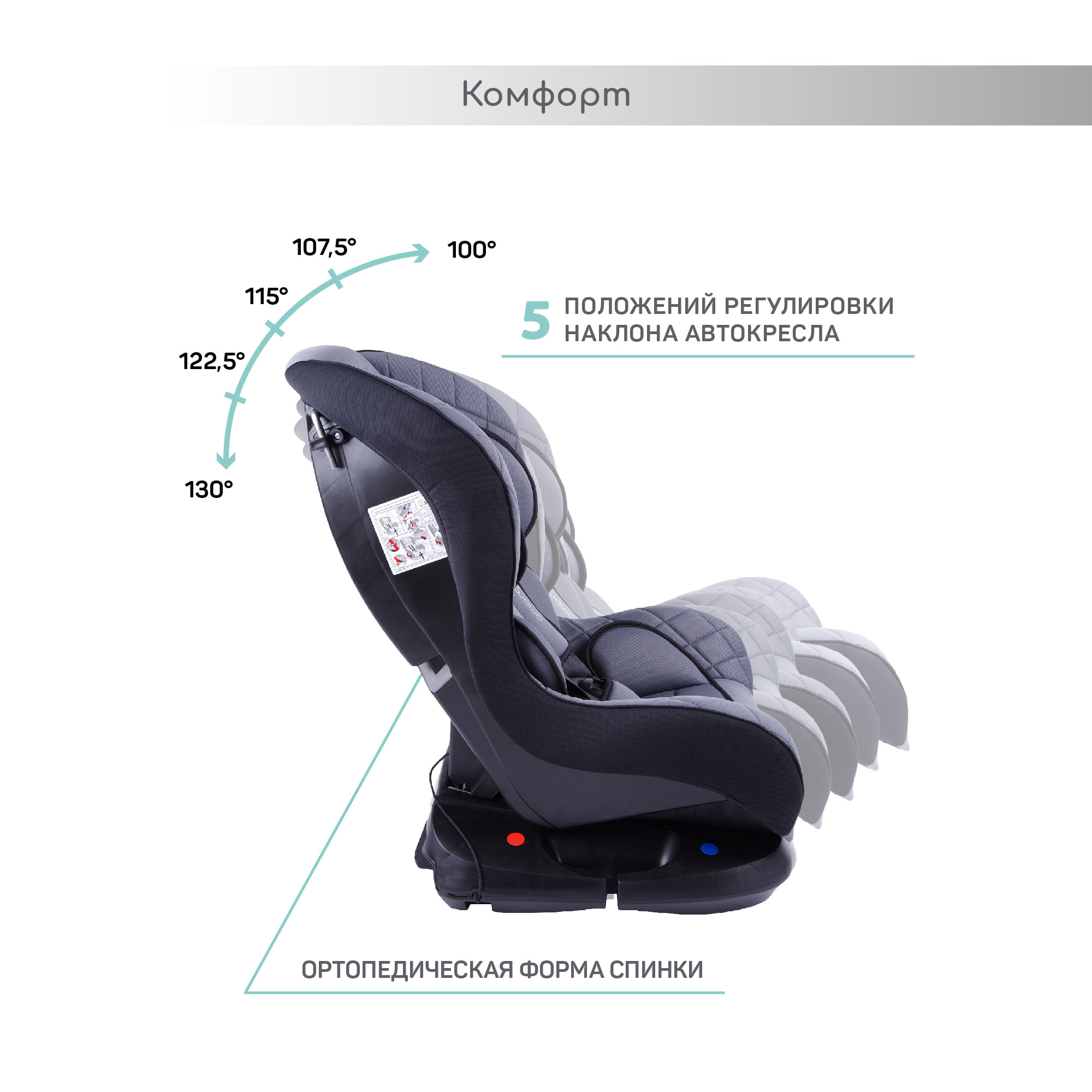 Автокресло Amarobaby Safety 0+/I Серый-Чёрный - фото 6