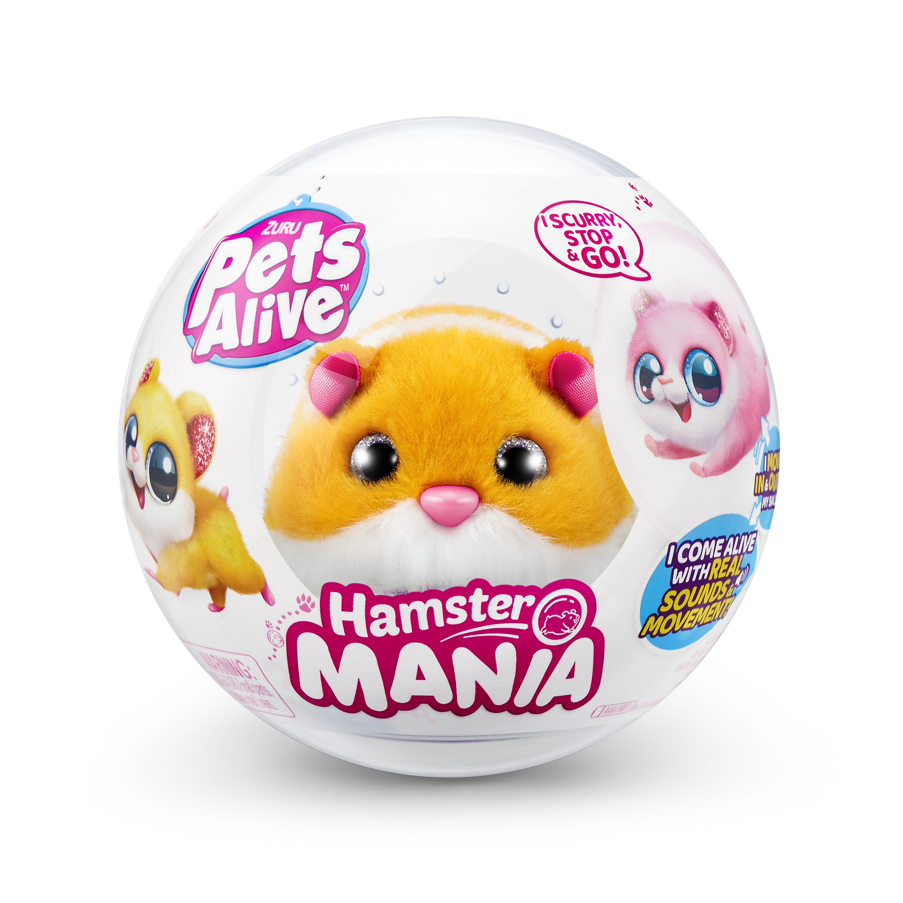 Игрушка ZURU Pets Alive Хомяк оранжевый в шаре Hamstermania - фото 2