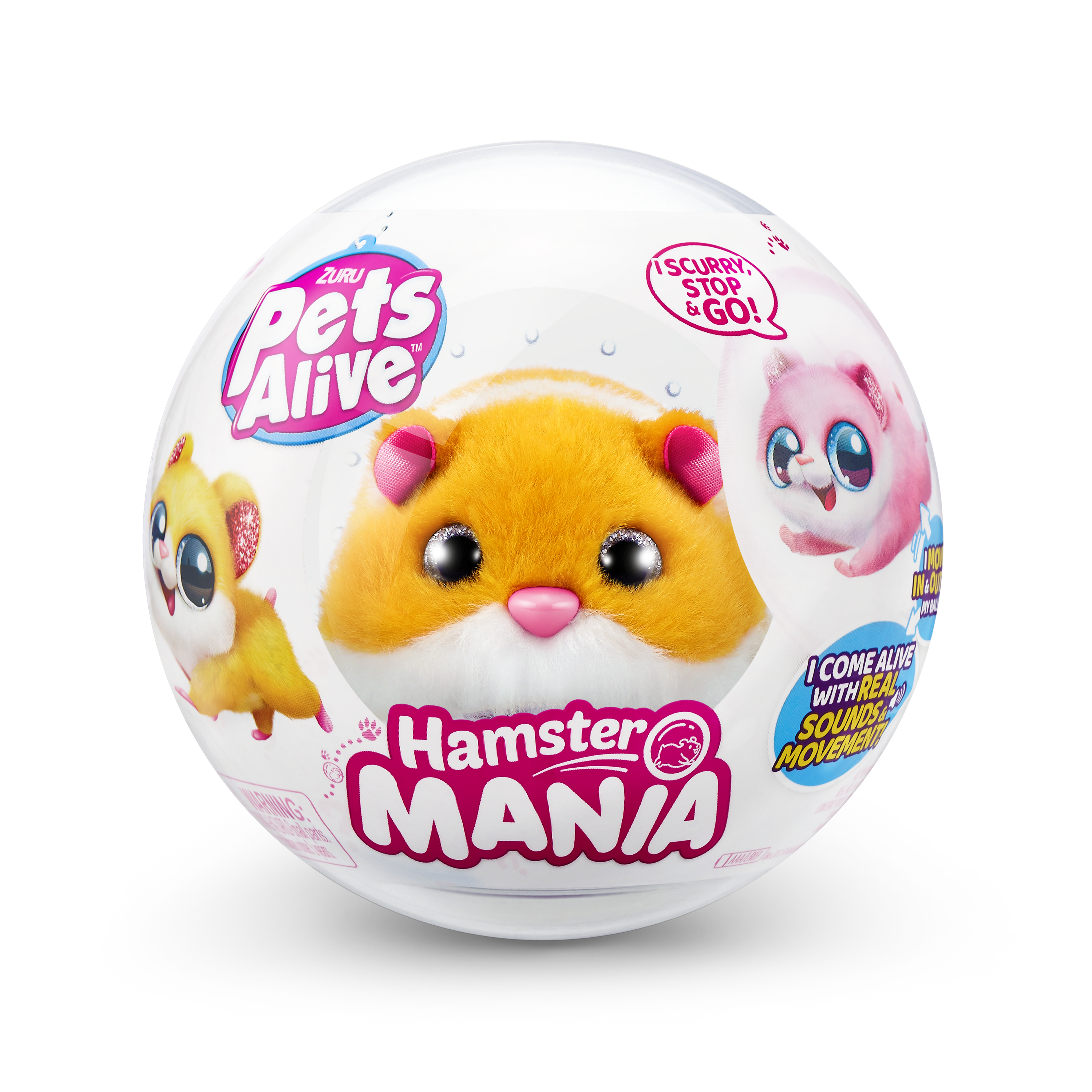 Игрушка Zuru Pets Alive Хомяк оранжевый в шаре Hamstermania - фото 2