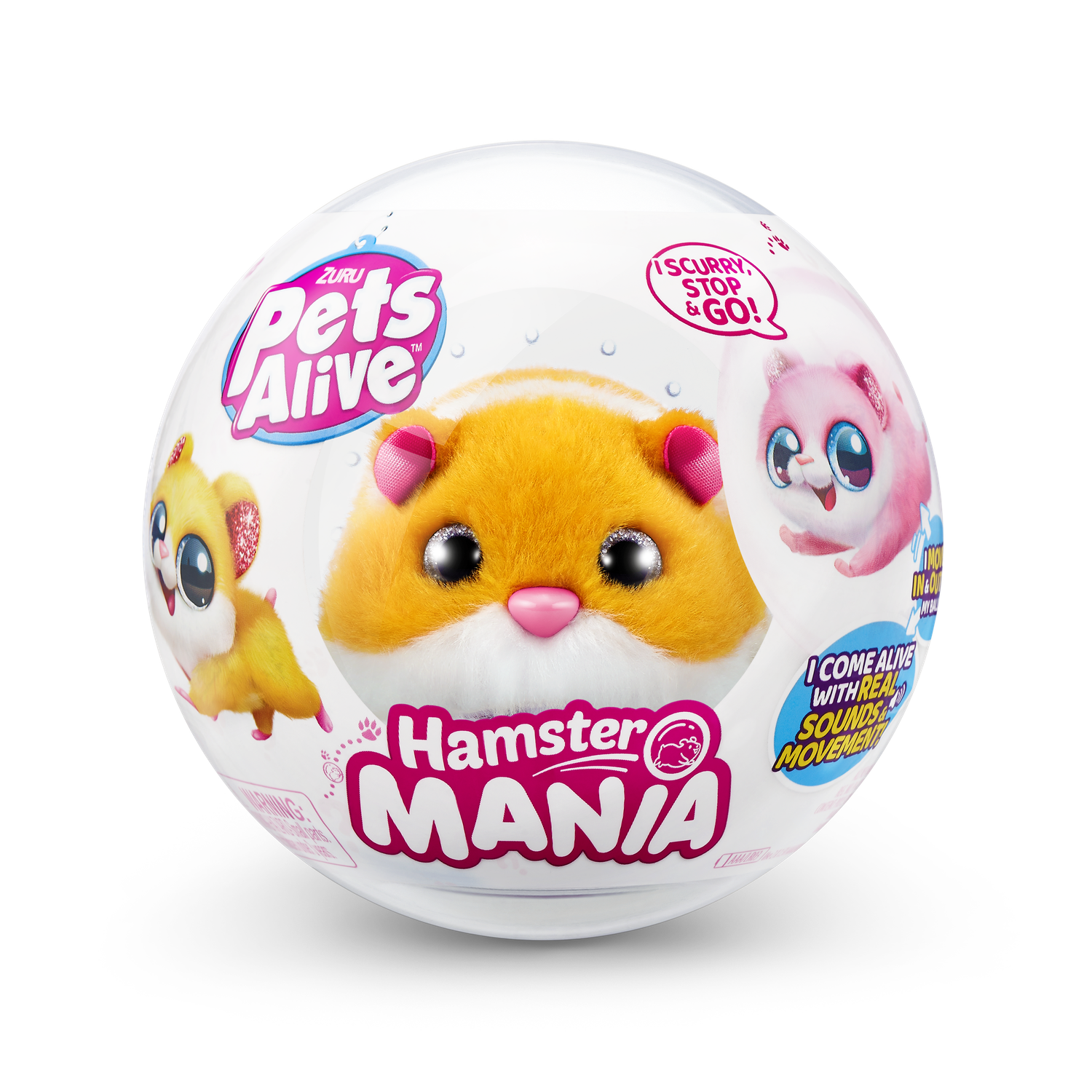 Игрушка ZURU Pets Alive Хомяк оранжевый в шаре Hamstermania - фото 2