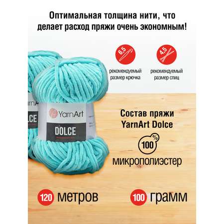 Пряжа для вязания YarnArt Dolce 100 гр 120 м микрополиэстер пушистая плюшевая 5 мотков 746 бирюза