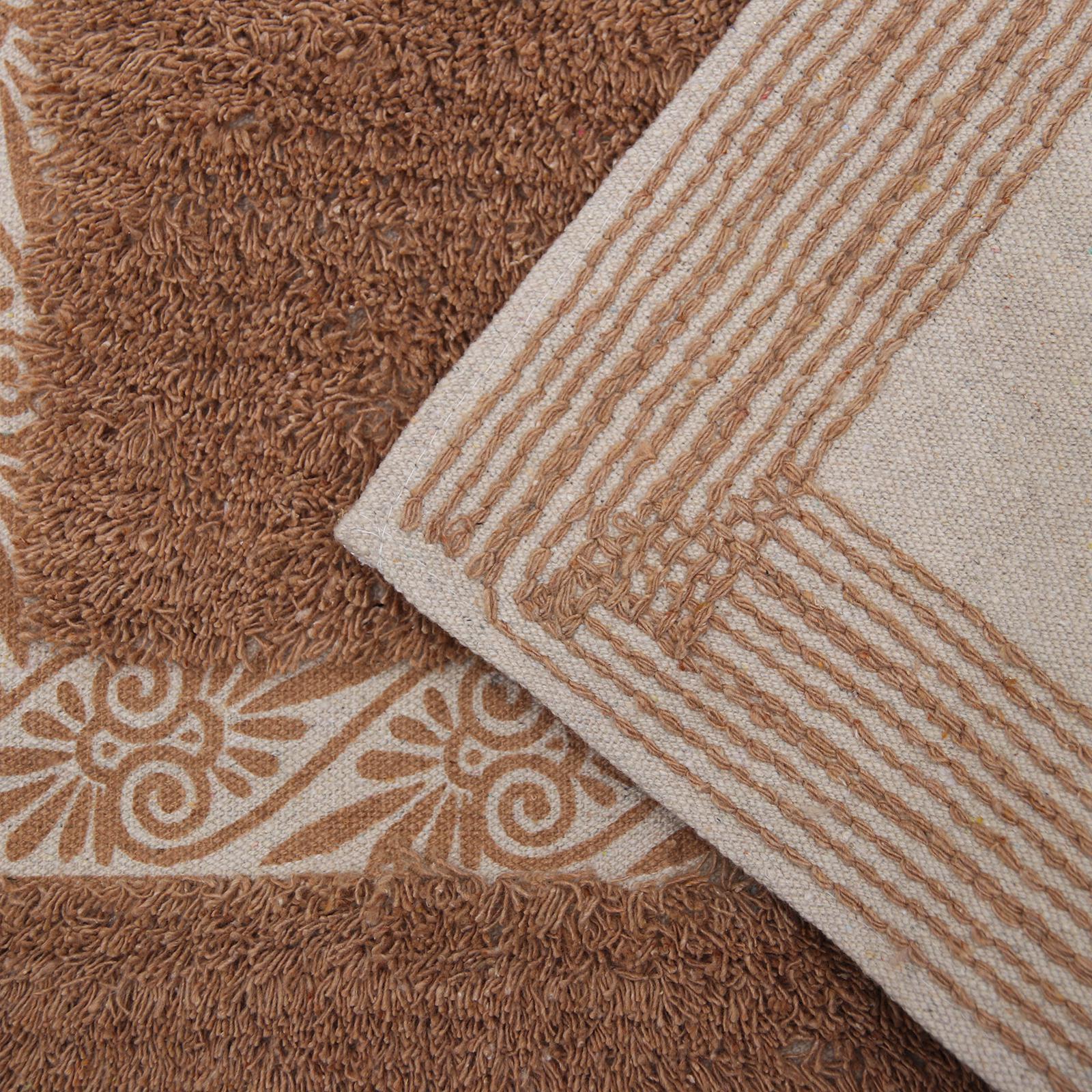 Набор ковриков Доляна для ванны и туалета «Вензель» 2 шт: 40×40 40×60 см 900 г/м2 100% хлопок цвет коричневый - фото 3