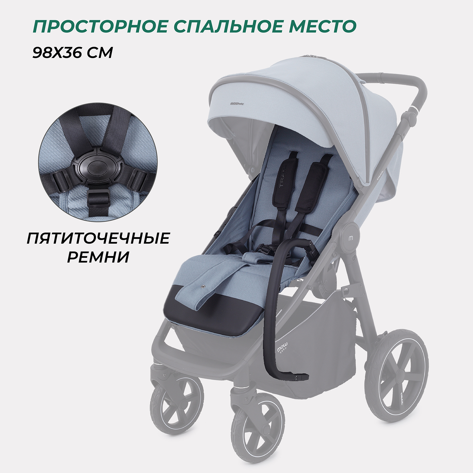 Коляска детская MOWbaby Trail MB090 blue - фото 7