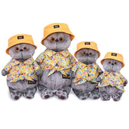 Мягкая игрушка BUDI BASA Кот Басик в панаме 19 см BB007