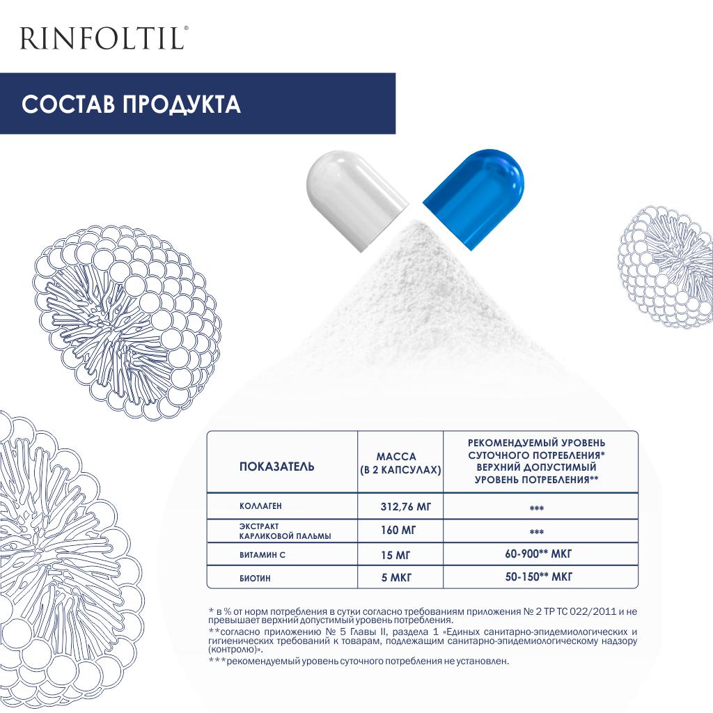 БАД Ринфолтил Морской Коллаген для роста волос 362 мг №60 капсул - фото 5