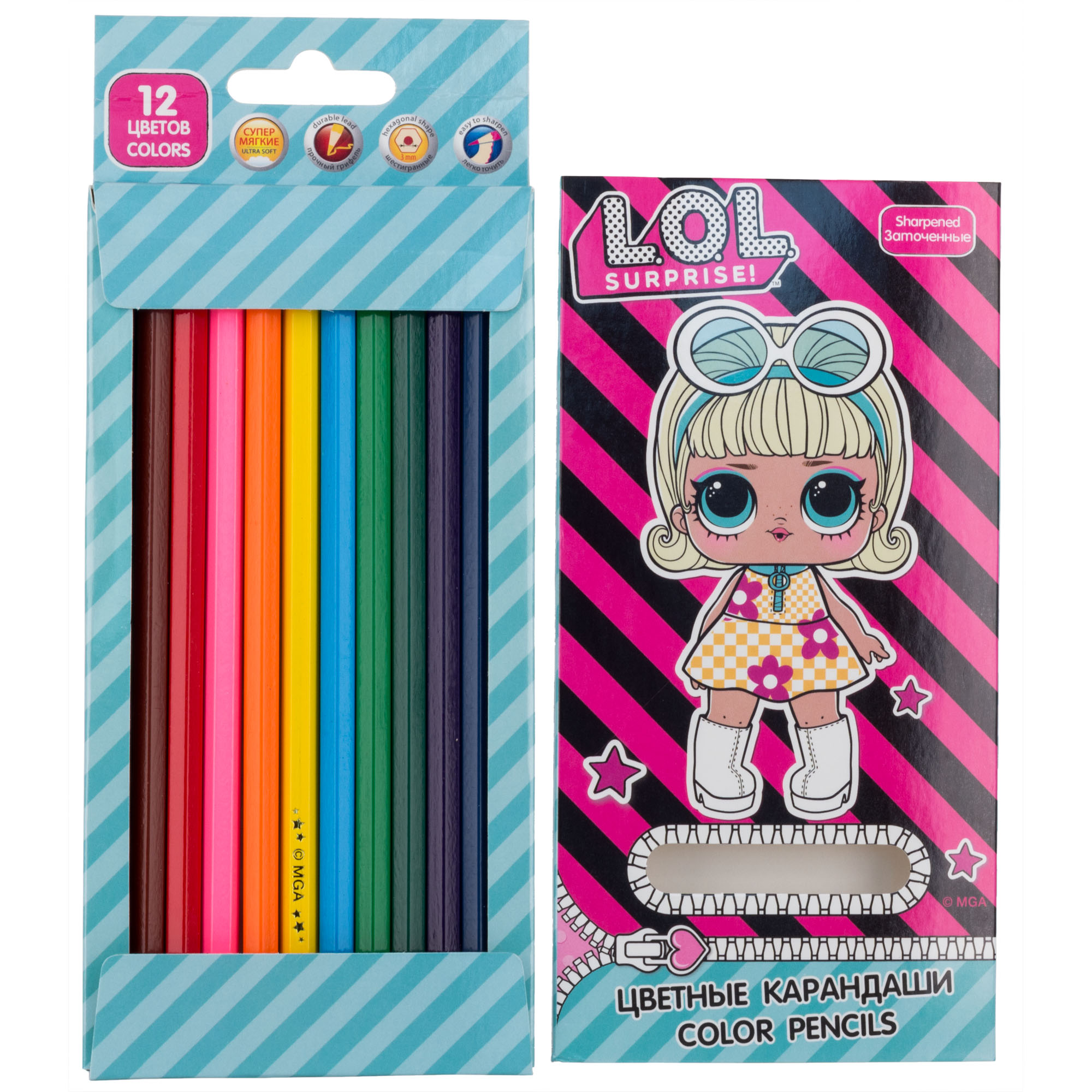 Набор цветных карандашей L.O.L. Surprise! Surprise 12шт 12цветов LOIB-US1-1P-12 - фото 4