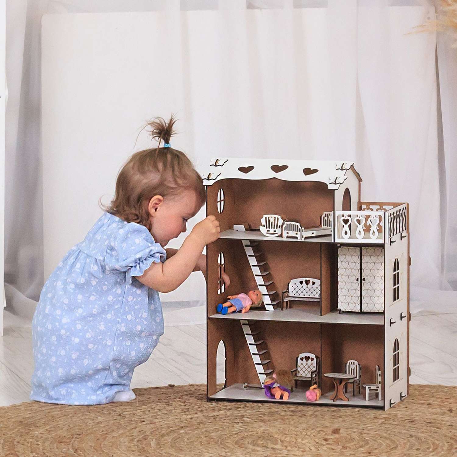 Кукольный дом Pema kids Без окрашивания Варя с мебелью. Материал - ХДФ Варя+Мебель - фото 1
