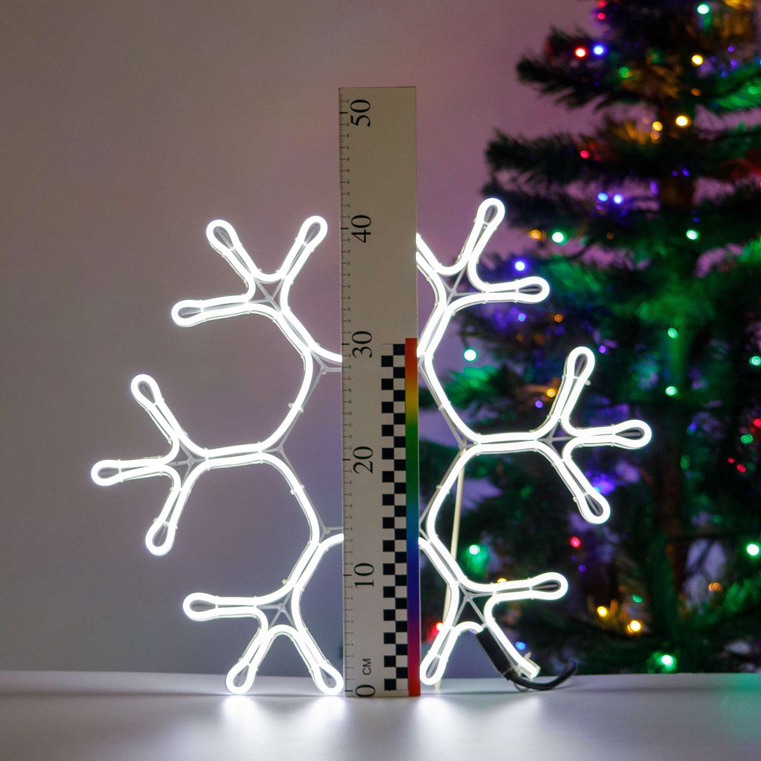 Фигура декоративная BABY STYLE Снежинка белый LED гибкий неон улица 50 см - фото 2