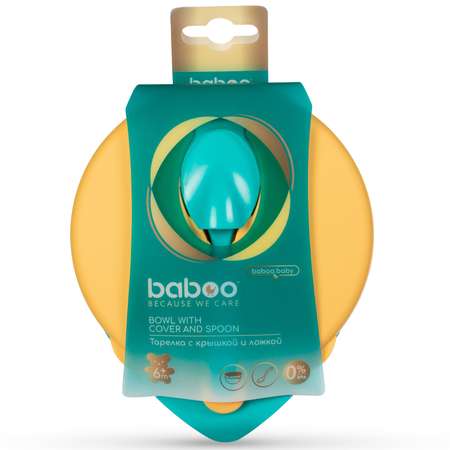 Тарелка BABOO c крышкой +ложка c 6месяцев Зеленый 9-028
