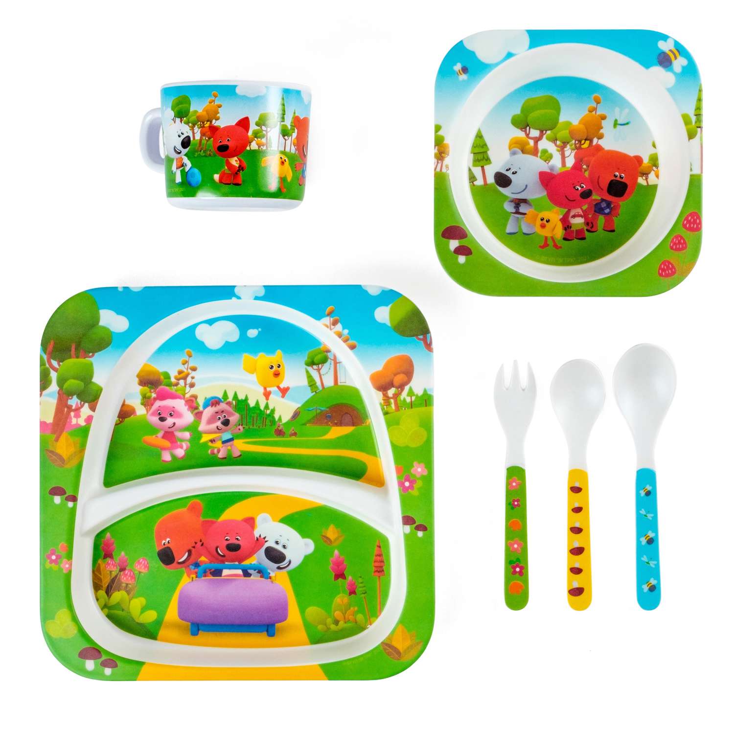 Набор детской посуды Ми-Ми-Мишки из бамбука 6 предметов - фото 3