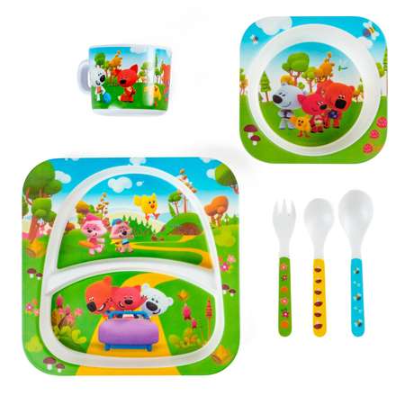 Набор детской посуды Ми-Ми-Мишки из бамбука 6 предметов