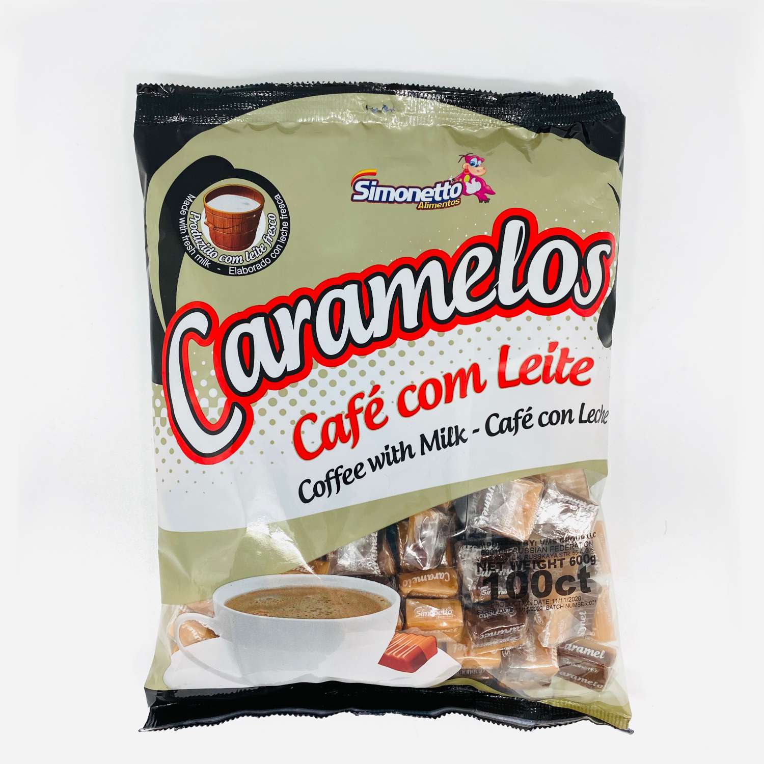 Жевательная карамель Simonetto Со вкусом Кофе и молока 600 г - фото 1