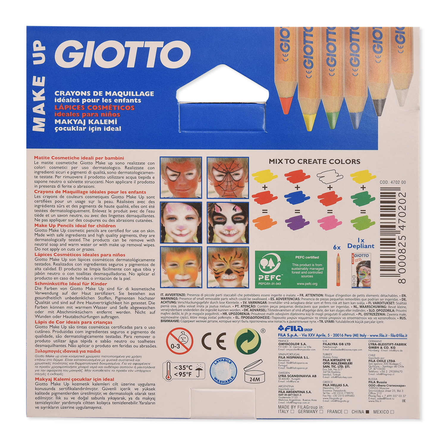 Набор для грима GIOTTO MAKE UP 6 цв гипоаллергенный - фото 4